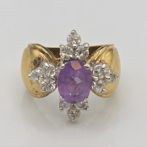 Estate Jewelry - Designer Hallmarked Fabulous Art Deco Amethyst Ring